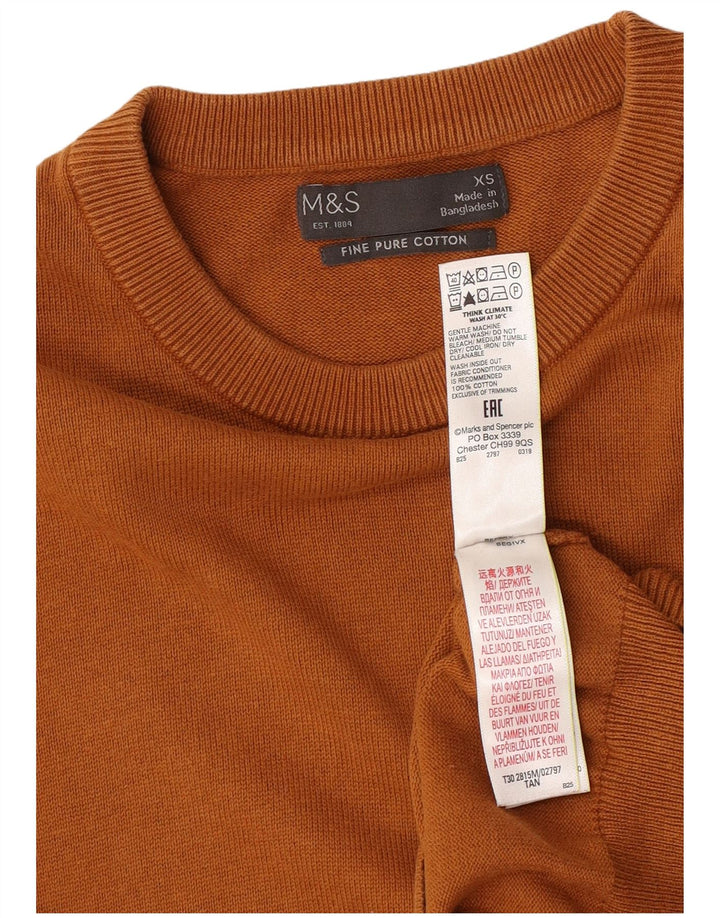 Suéter masculino Marks & Spencer com gola redonda XS de algodão marrom