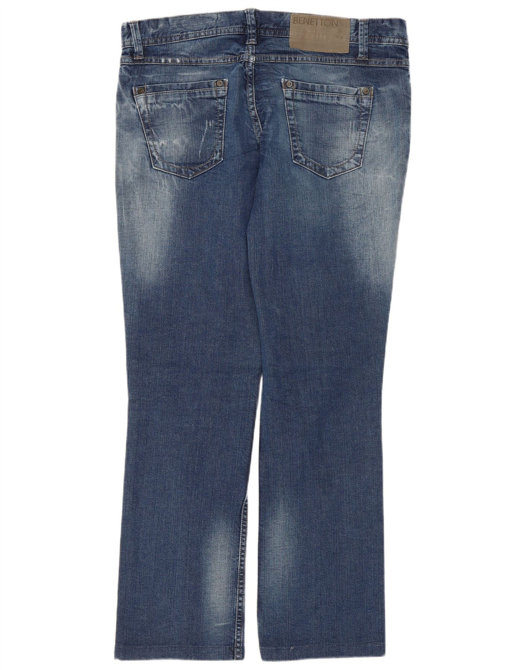 Calça jeans reta regular feminina Benetton W31 L28 algodão azul