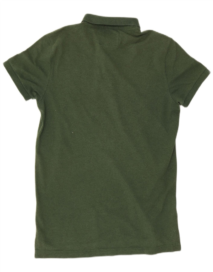 Camisa polo masculina Hollister pequena de algodão verde