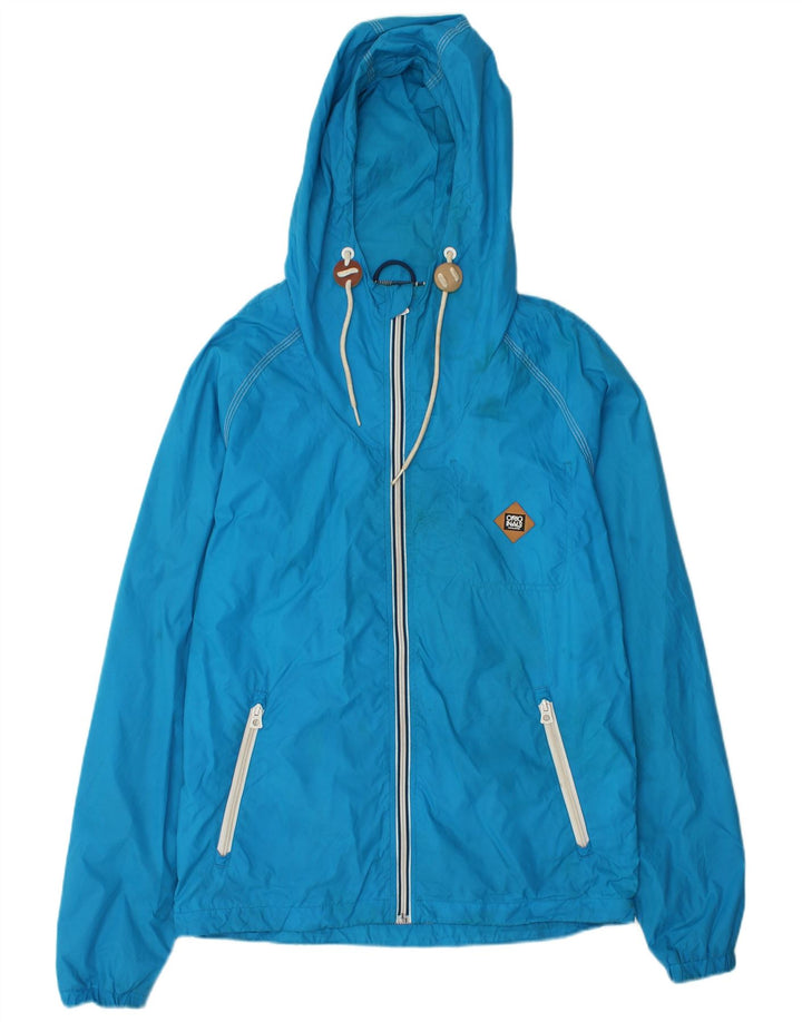 Jaqueta de chuva masculina Jack & Jones com capuz Reino Unido 36 nylon azul pequeno