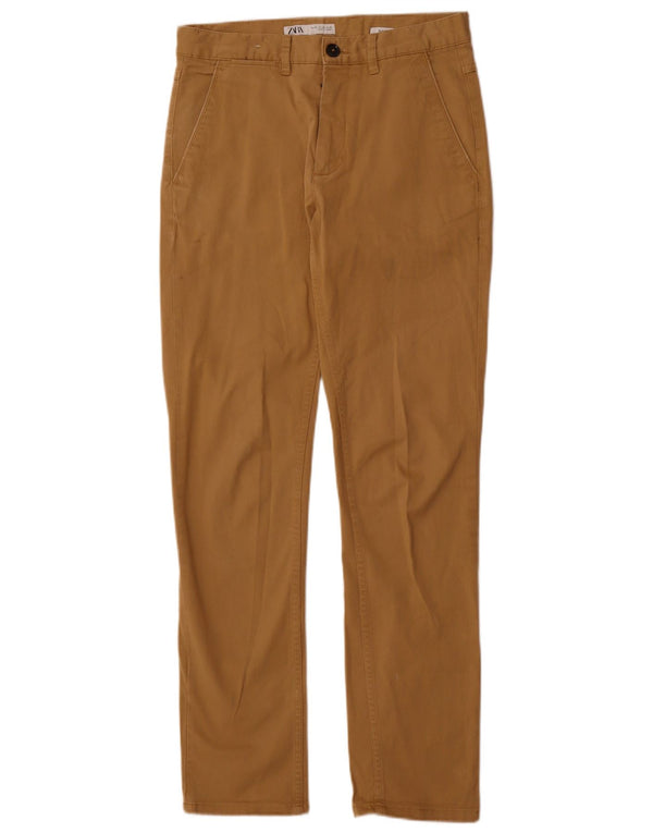 Zara Mens Slim Chino Calças EU 38 Pequeno W30 L31 Algodão Bege