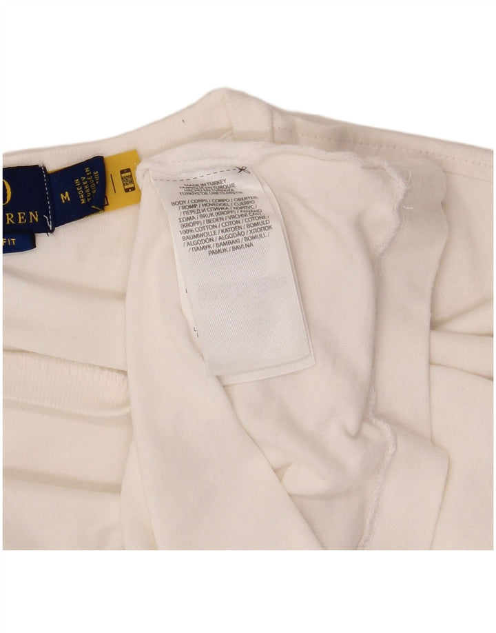 POLO RALPH LAUREN Camiseta masculina slim fit gráfica top médio algodão branco