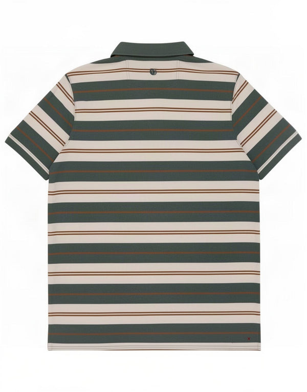 Camisa polo masculina Fat Face XL algodão listrado verde