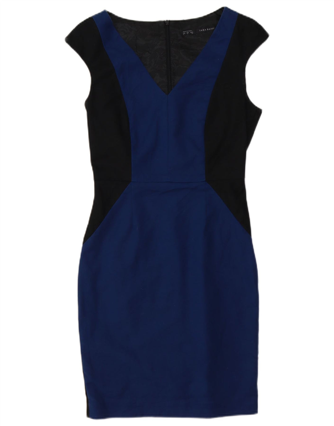Vestido bodycon feminino ZARA UK 10 pequeno bloco colorido azul