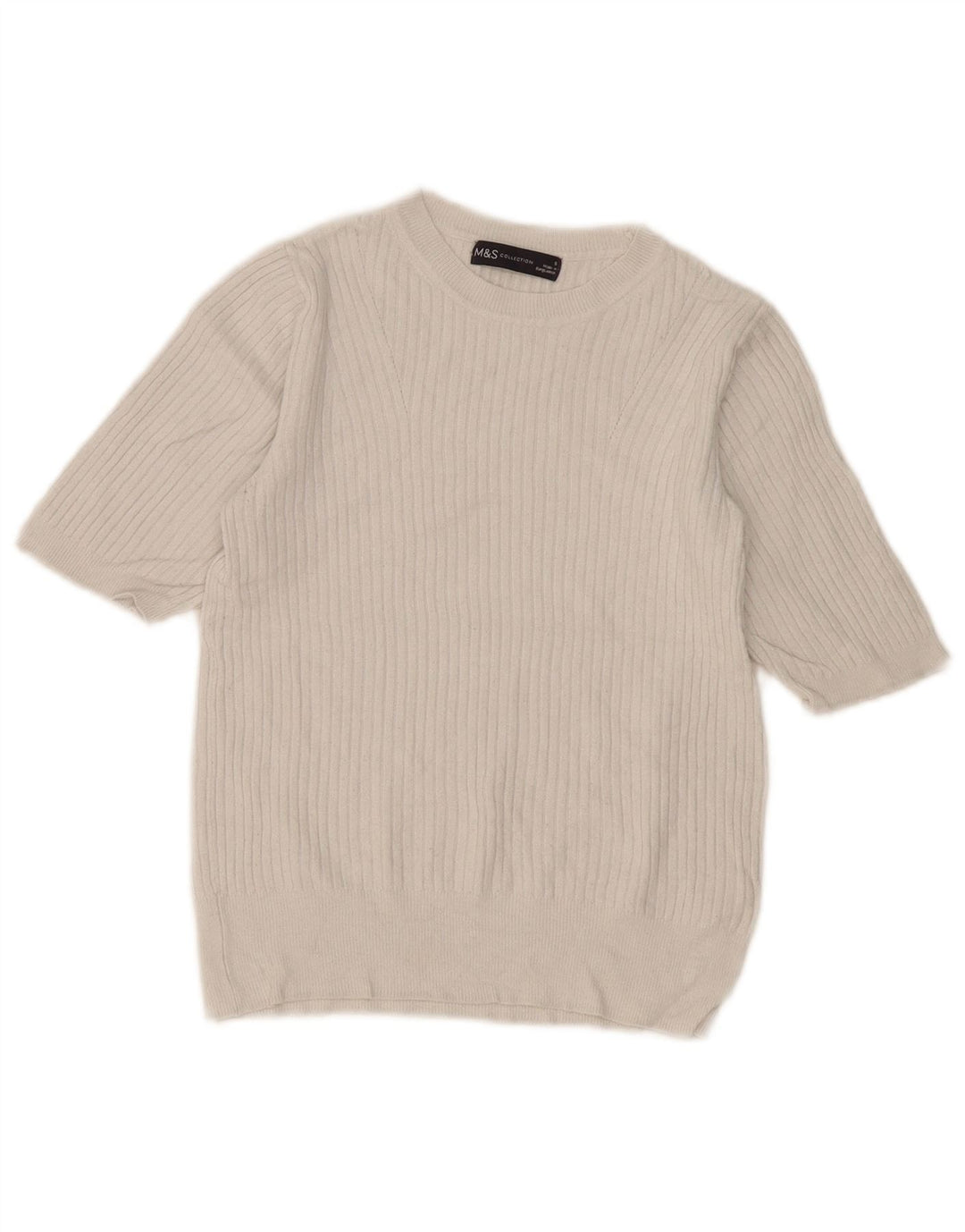 Suéter feminino Marks & Spencer com gola canoa Reino Unido 8 pequeno branco
