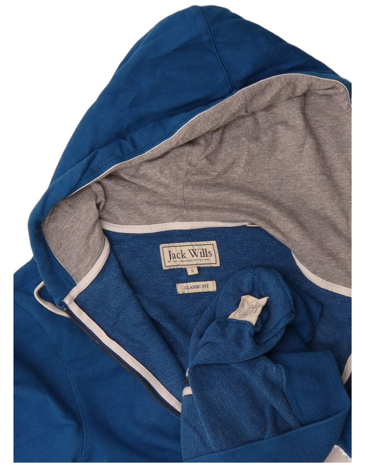 Suéter masculino JACK WILLS Salcombe Devon Classic Fit com capuz e zíper azul pequeno