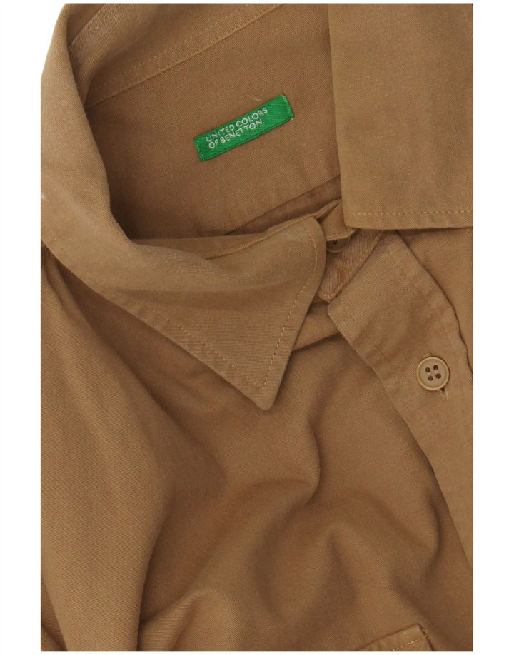 Camisa militar masculina de flanela BENETTON bege médio
