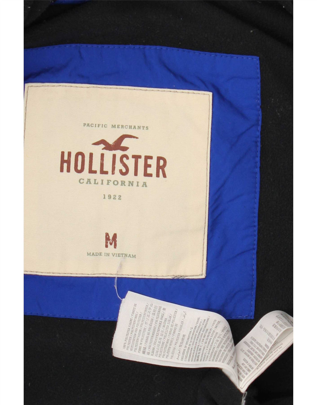 Colete acolchoado masculino Hollister UK 38 poliéster azul médio