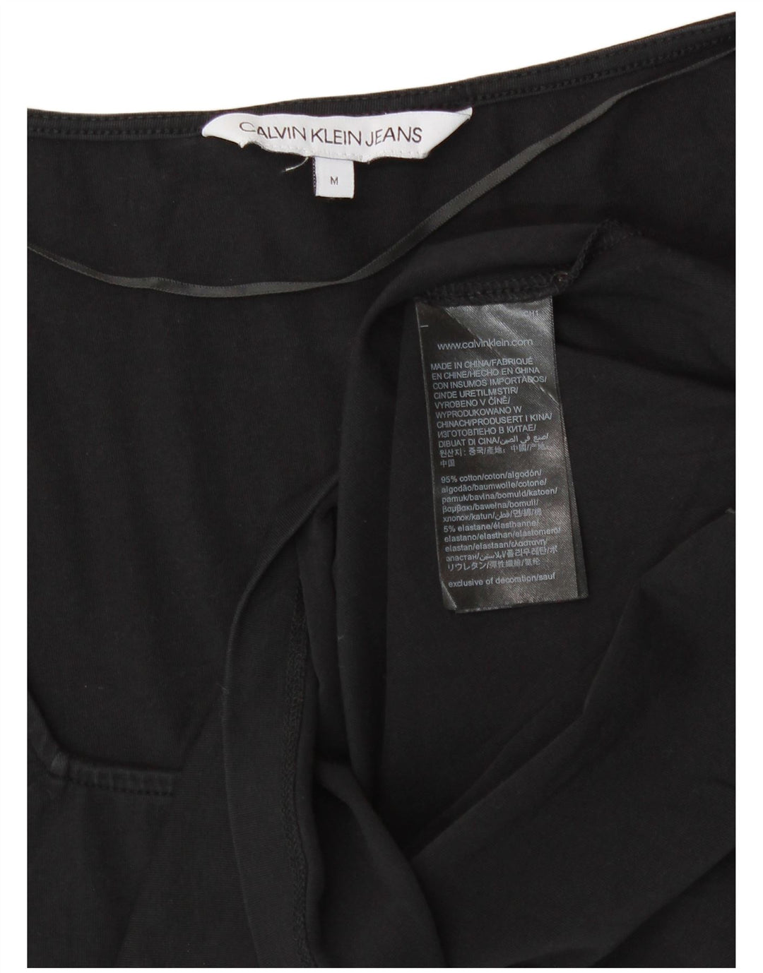 Calvin Klein Top gráfico feminino manga comprida Reino Unido 14 algodão preto médio