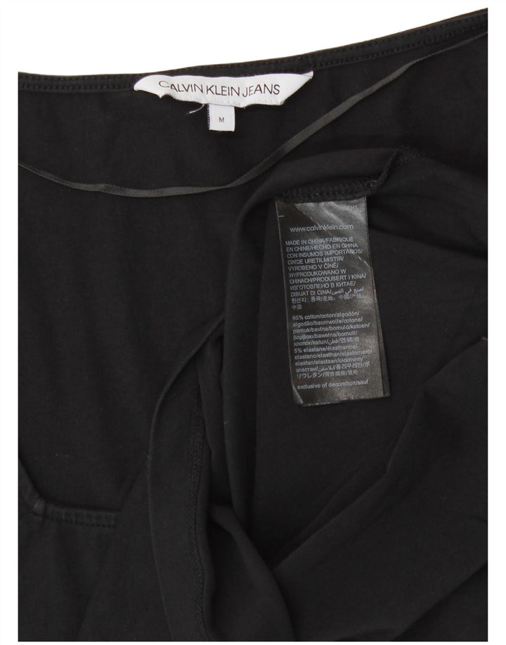 Calvin Klein Top gráfico feminino manga comprida Reino Unido 14 algodão preto médio