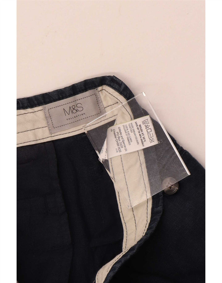 Shorts Chino Masculino Marks & Spencer W30 Médio Azul Marinho Linho