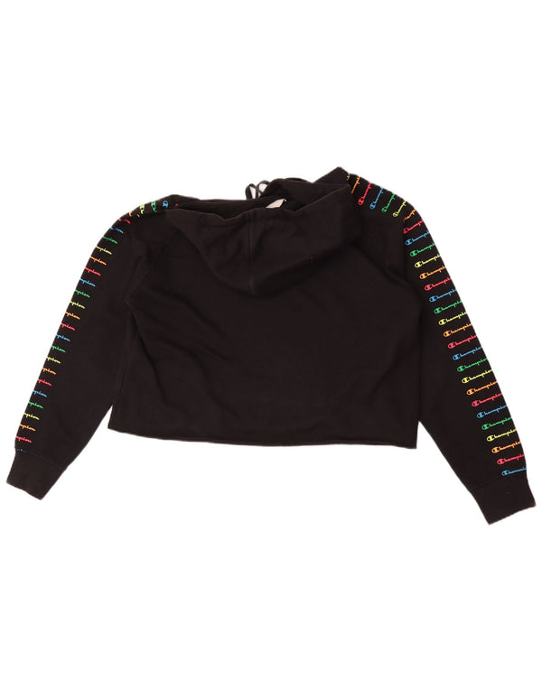 Jumper feminino com capuz e estampa gráfica Champion UK 10 pequeno algodão preto