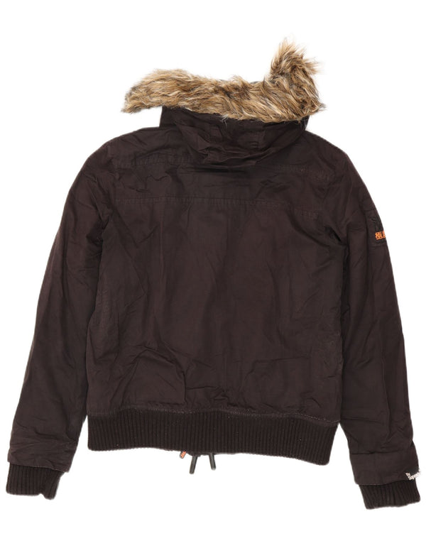 Jaqueta Bomber Superdry Feminina The Windbomber com Capuz Reino Unido 16 Grande Preto