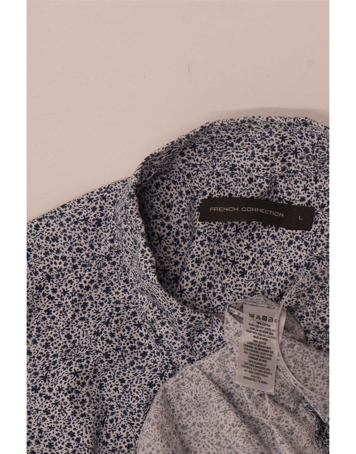 Camisa masculina French Connection grande algodão floral azul