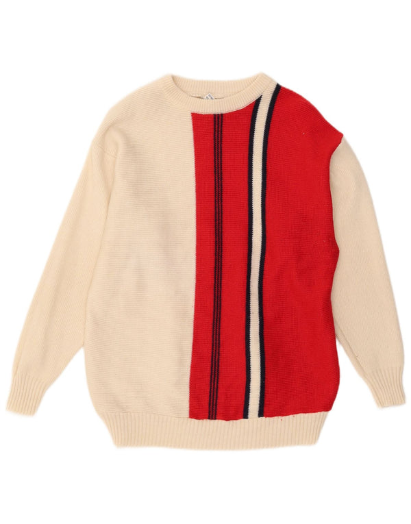Suéter feminino vintage com gola canoa IT 52 2XL lã colorblock branca