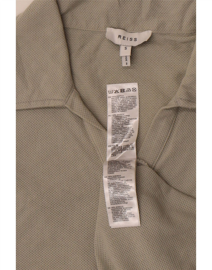 Camisa polo masculina Reiss pequena algodão cinza
