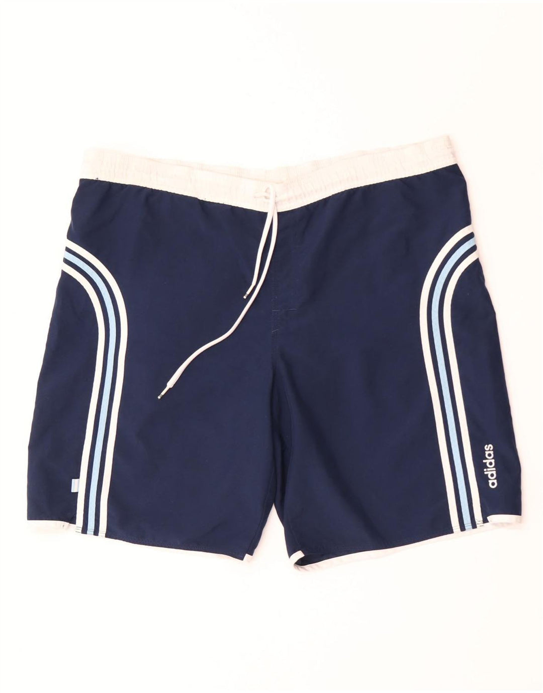 Shorts de natação masculino Adidas grande poliéster listrado azul marinho