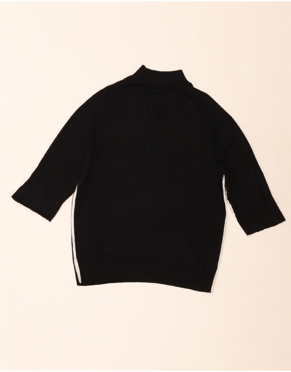 Zara Womens 3/4 Sleeve Turtle Neck Jumper Sweater UK 14 Medium Black