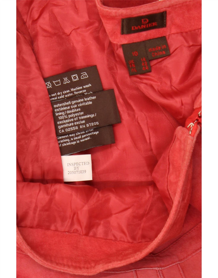 Saia assimétrica de camurça feminina Danier Reino Unido 14 grande W32 poliéster vermelho