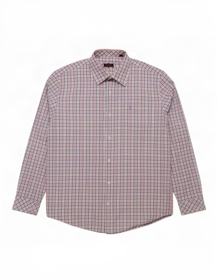 Camisa masculina Pierre Cardin de algodão xadrez azul médio