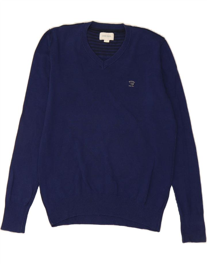 DIESEL Womens V-Neck Jumper Sweater UK 20 2XL Navy Blue Vintage Diesel and Second-Hand Diesel from Messina Hembry 