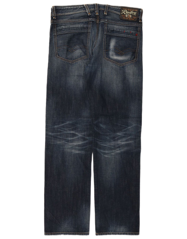 Replay Mens Lenaldo Straight Jeans W33 L32 Azul