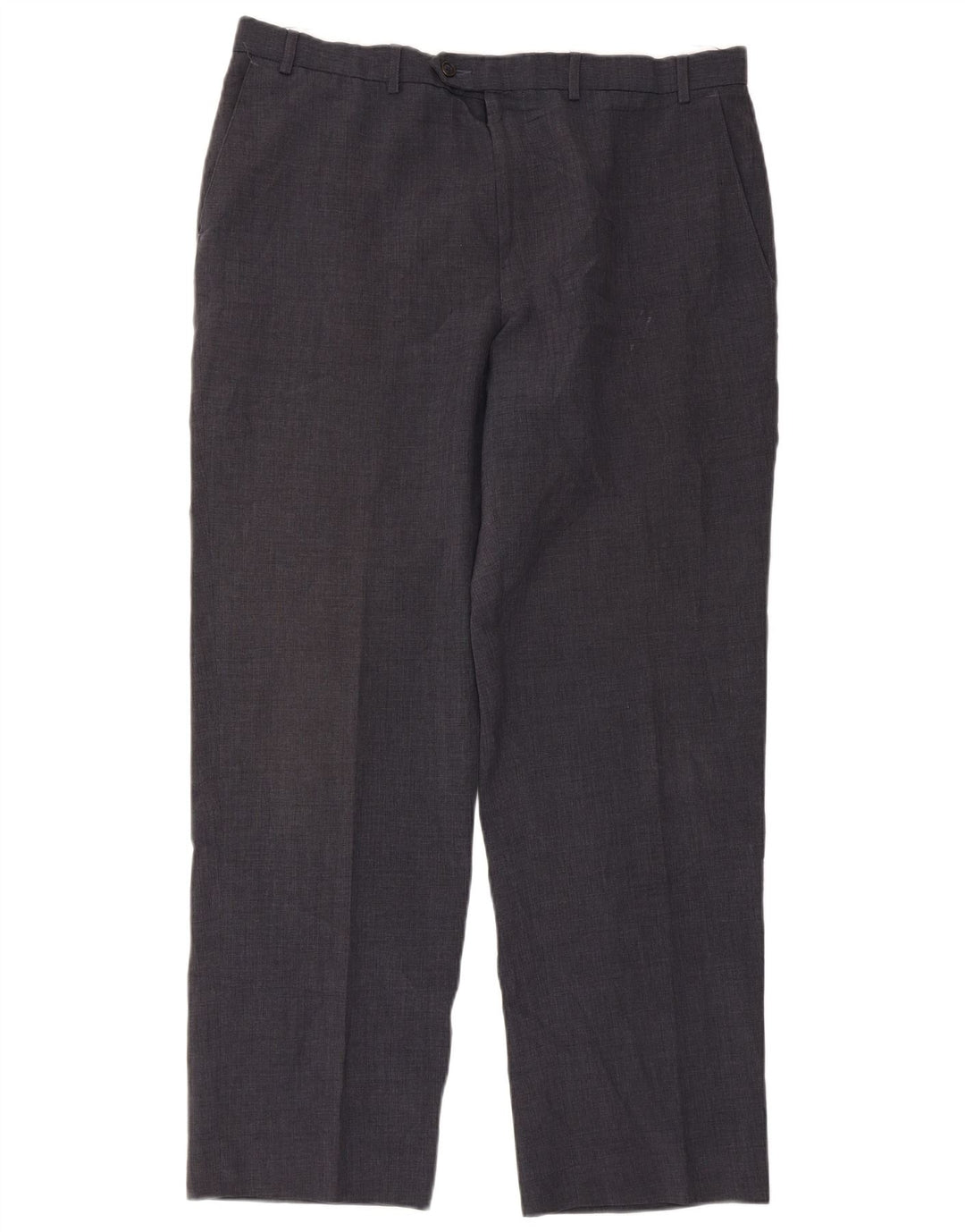 Calça masculina de terno reto Marks & Spencer W38 L31 azul marinho poliéster