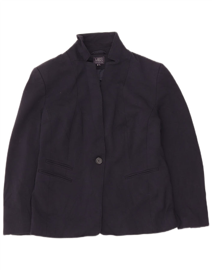 Jaqueta blazer feminina Marks & Spencer com 1 botão Reino Unido 12 médio azul marinho