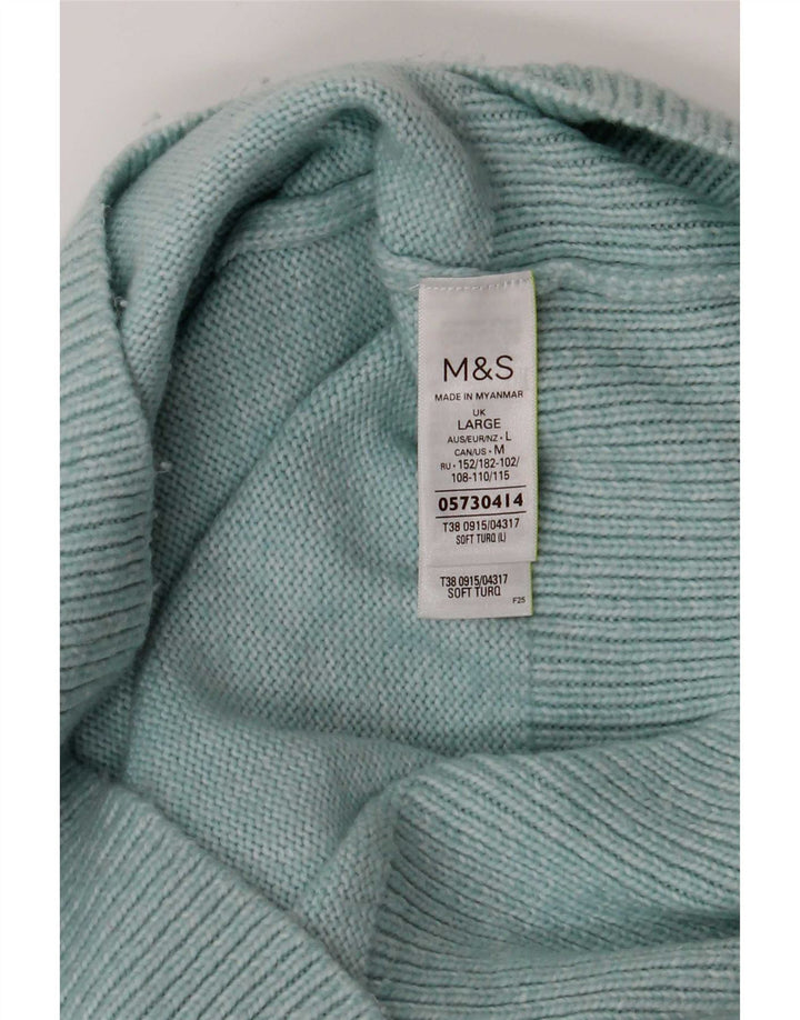 Suéter feminino Marks & Spencer com gola tartaruga Reino Unido 16 grande turquesa