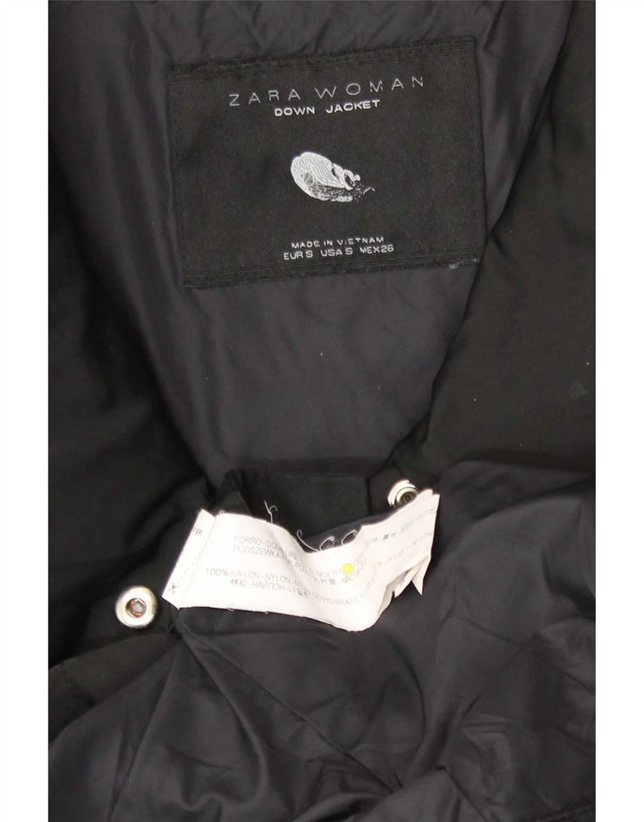 Jaqueta acolchoada feminina Zara UK 10 pequena nylon preta