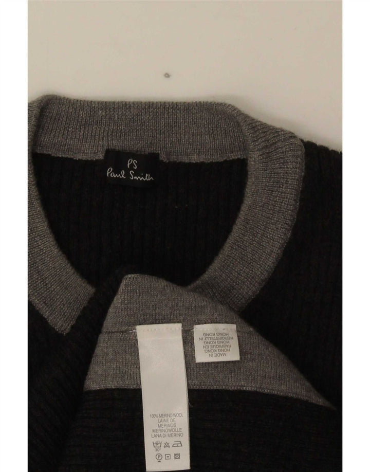 Suéter feminino Paul Smith com gola redonda e bloco colorido cinza médio UK 12