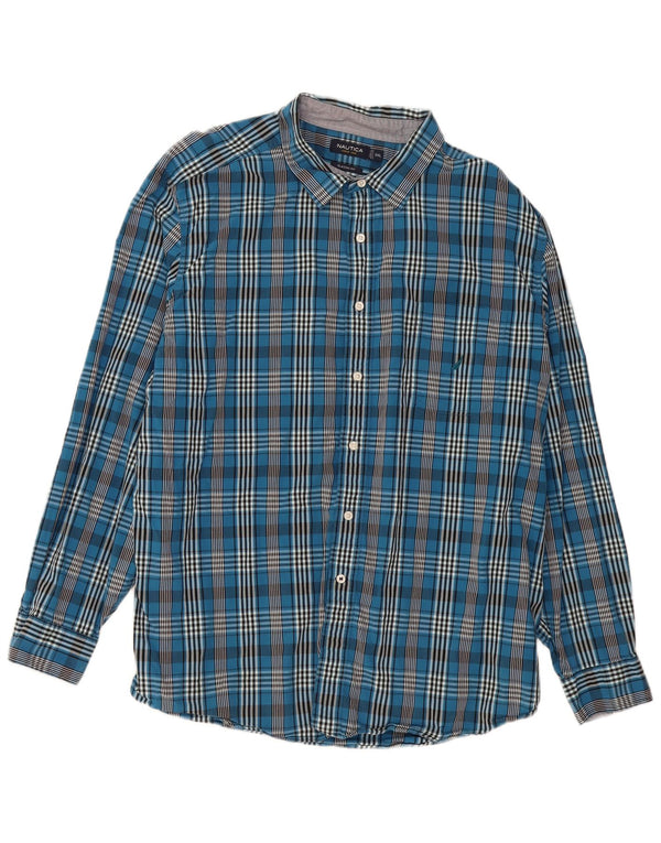 Camisa masculina Nautica Classic Fit 2XL algodão xadrez azul marinho