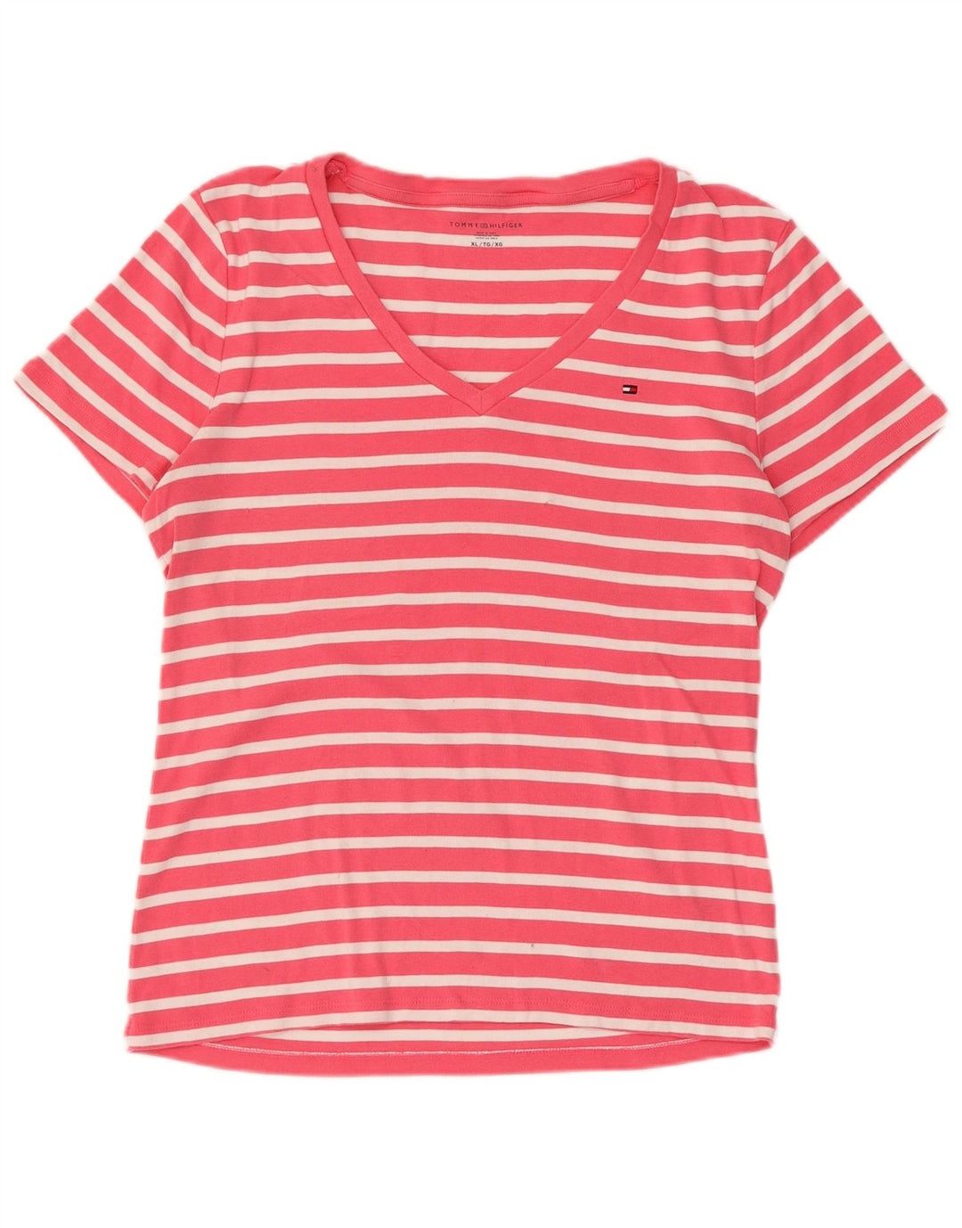 Camiseta feminina TOMMY HILFIGER UK 18 XL algodão listrado rosa