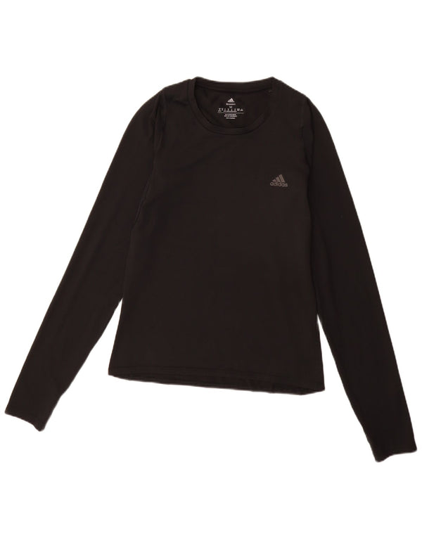 ADIDAS Womens Aeroready Graphic Top Manga Longa Reino Unido 12/14 Médio Preto
