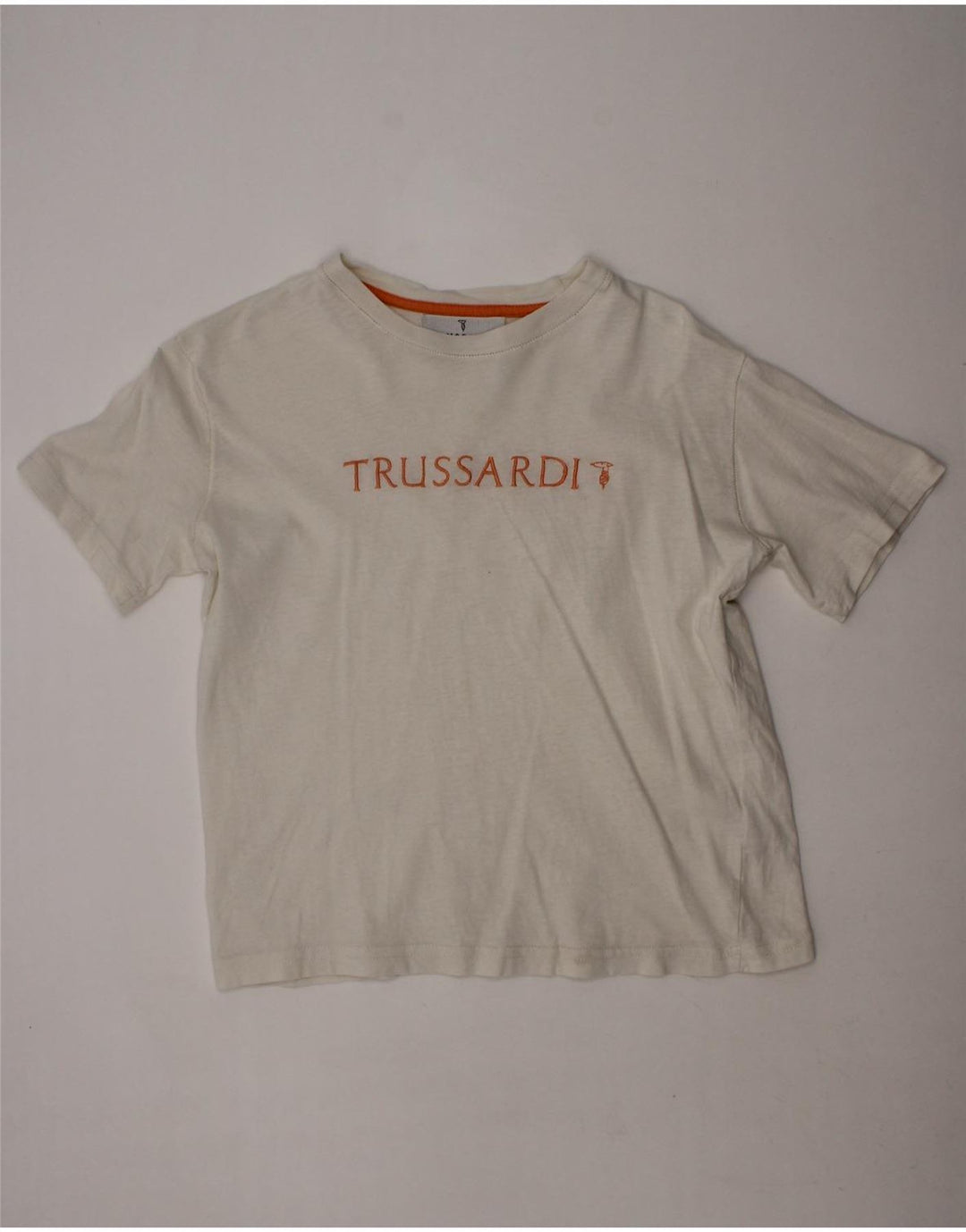 TRUSSARDI JUNIOR Girls Graphic T-Shirt Top 8-9 Years Off White Cotton Vintage Trussardi Junior and Second-Hand Trussardi Junior from Messina Hembry 