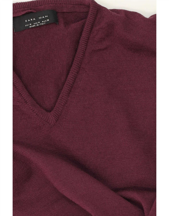 Suéter masculino Zara com decote em V médio roxo