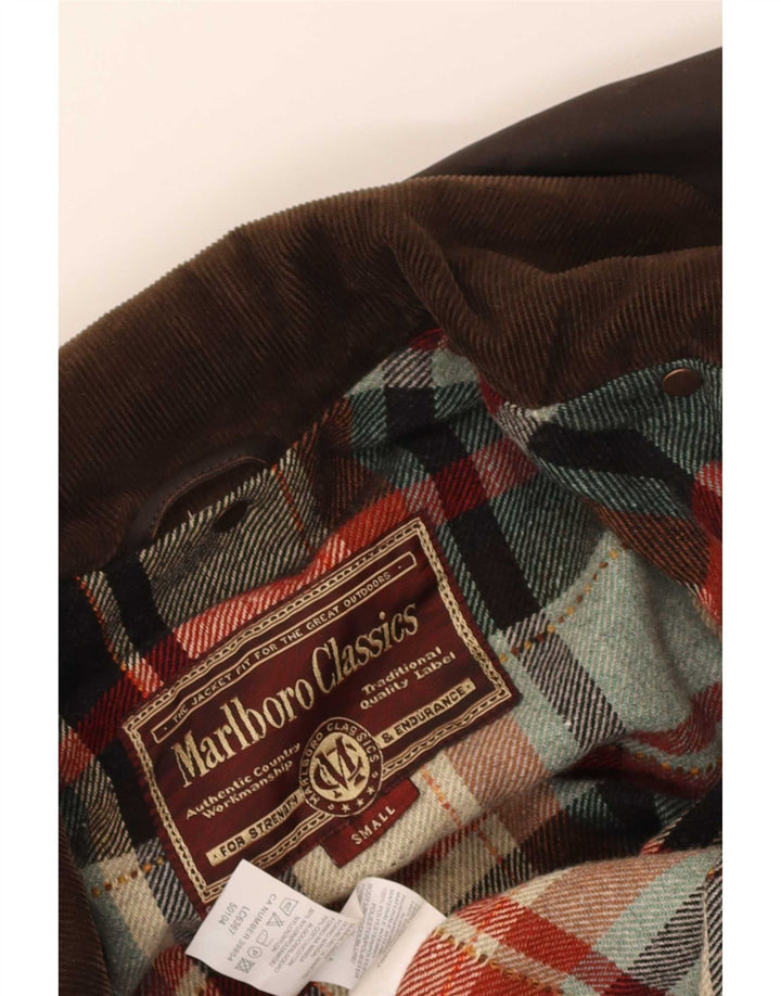 Sobretudo masculino de algodão encerado Marlboro Classics UK 36 pequeno marrom
