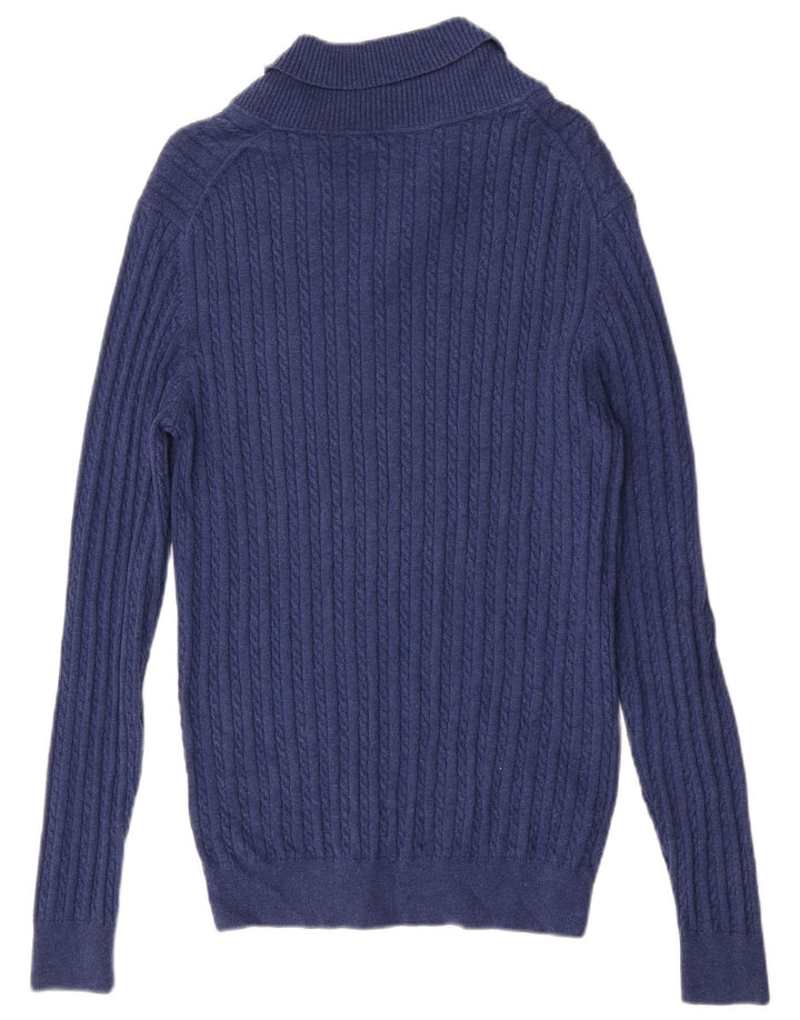 Suéter feminino Massimo Dutti com gola xale Reino Unido 18 XL algodão azul