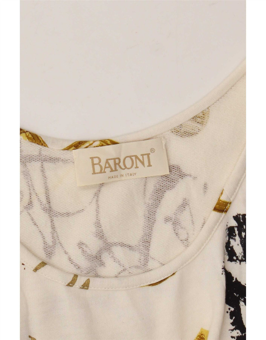 Vestido feminino Baroni estampado sem mangas com bainha UK 14 médio off white