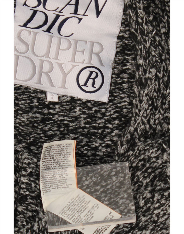 Suéter cardigã feminino oversized com palangre SUPERDRY Reino Unido 18 XL cinza manchado