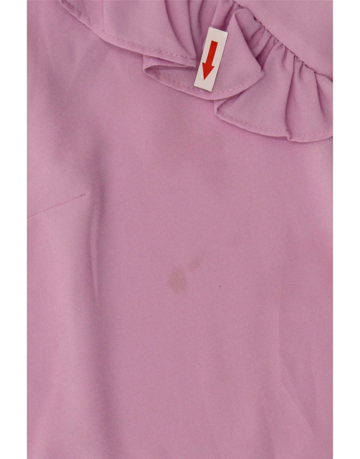 Blusa feminina sem mangas com babados na frente da French Connection UK 18 XL rosa