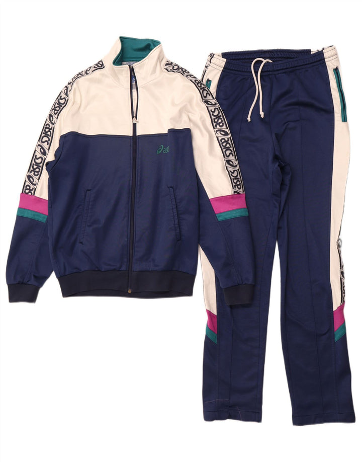 Asics Full Tracksuit feminino IT 48 XL azul marinho colorblock poliamida