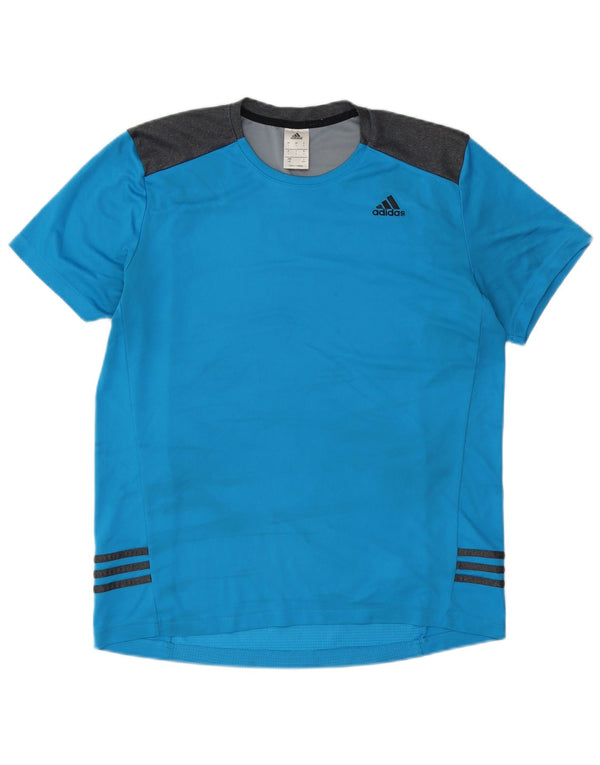 Adidas Mens Camiseta Top Grande Azul Colorblock Poliéster