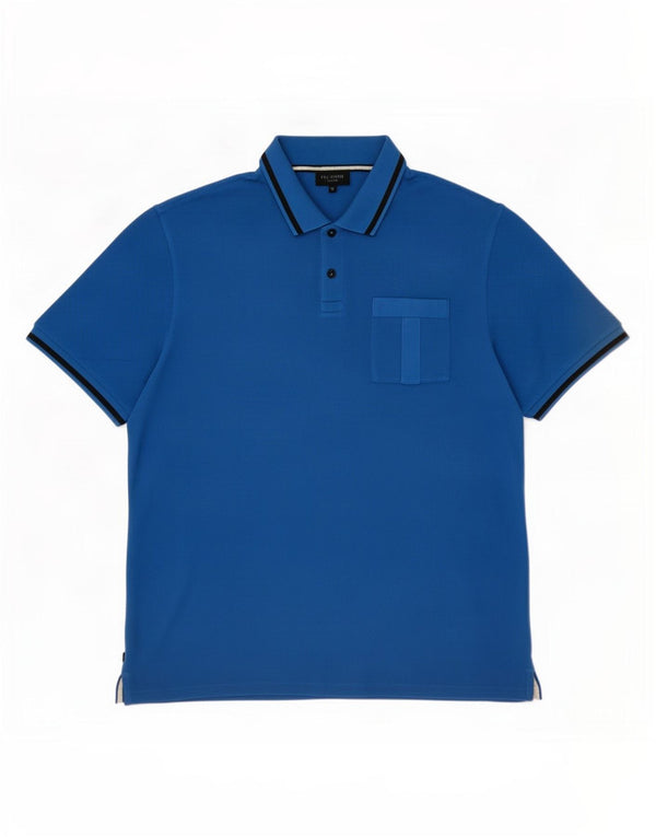 Camisa polo masculina Ted Baker tamanho 6 2XL algodão azul