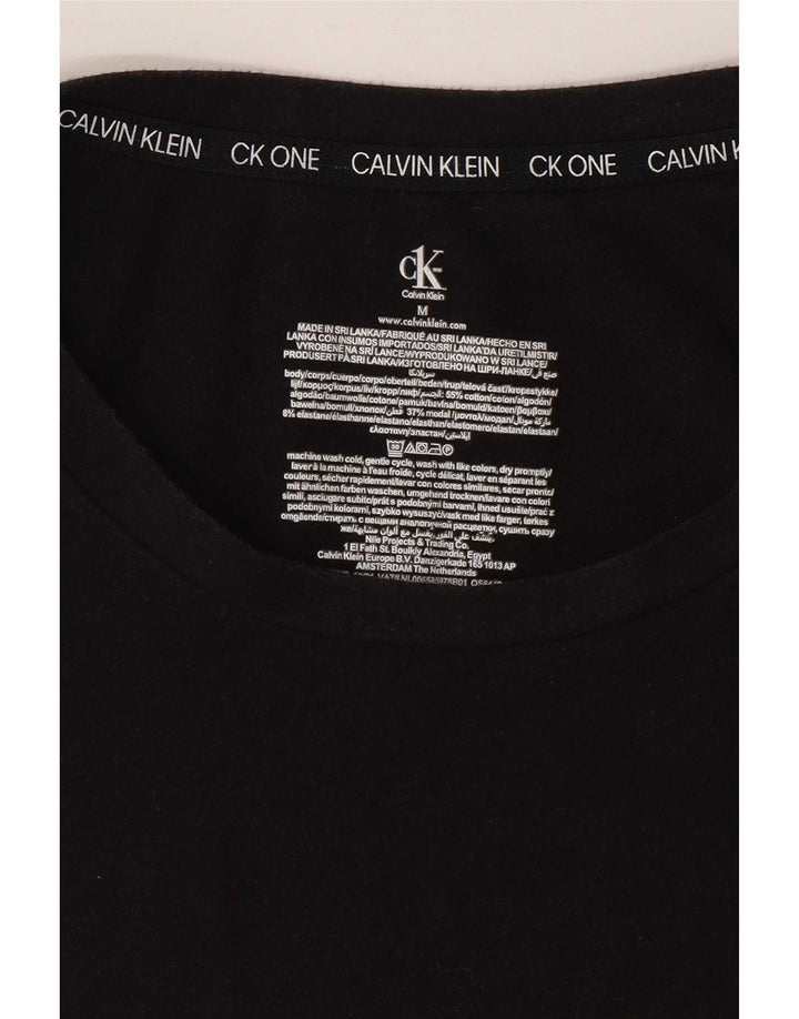 Calvin Klein Camiseta Feminina Top UK 12 Médio Algodão Preto