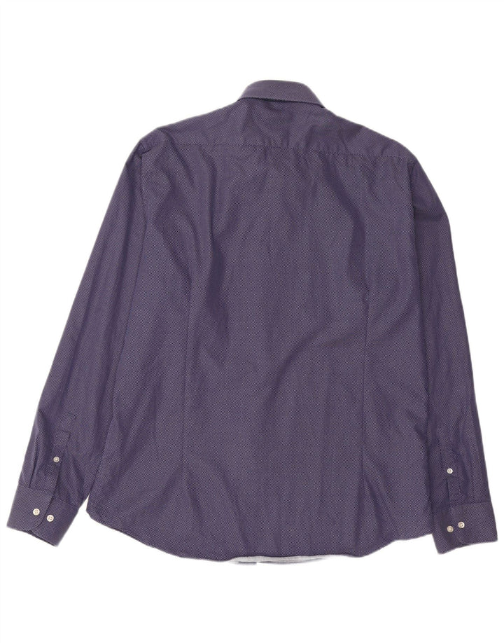 Camisa masculina French Connection tamanho 17 XL azul marinho algodão manchado