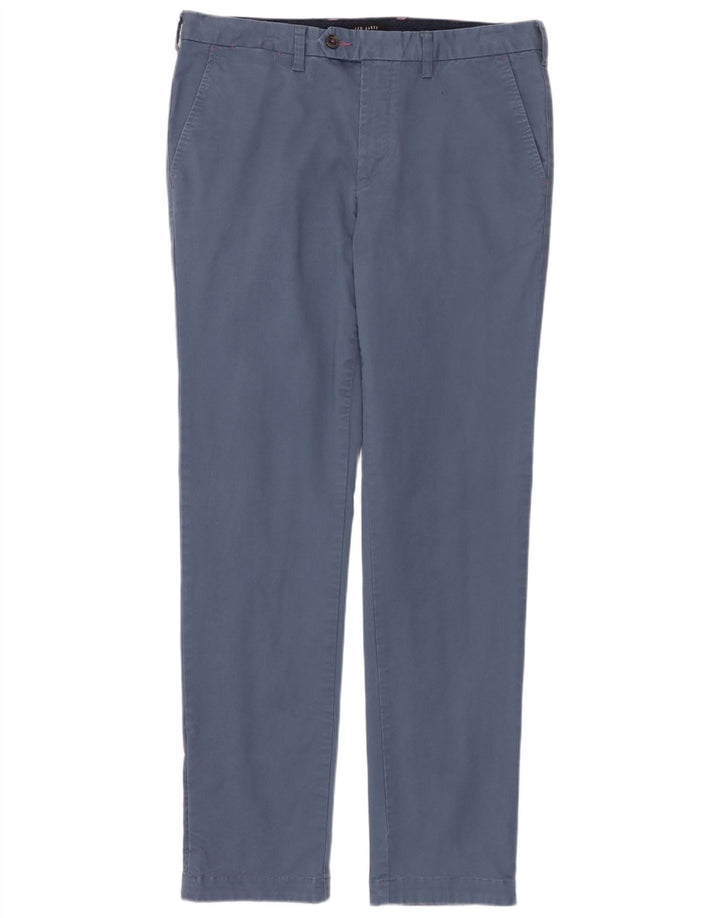 Calça masculina de terno reto TED BAKER W32 L32 algodão azul