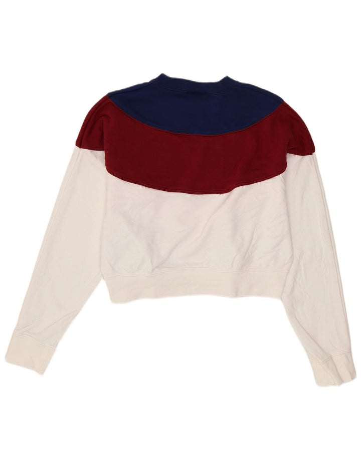Nike feminino crop moletom jumper UK 14 médio branco colorblock algodão