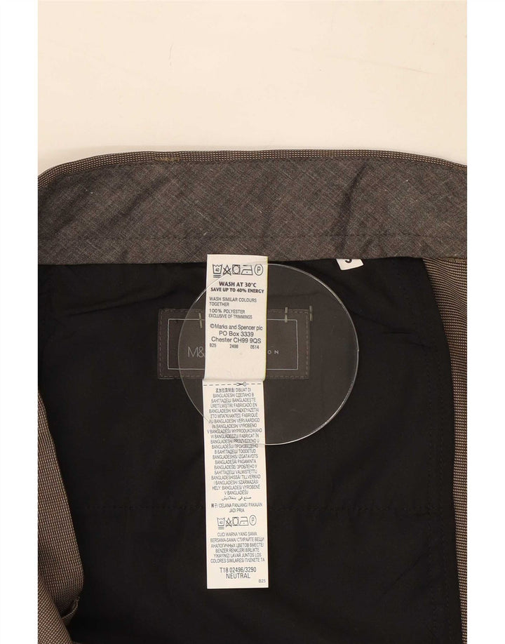Calça masculina de ajuste regular Marks & Spencer W40 L31 poliéster marrom