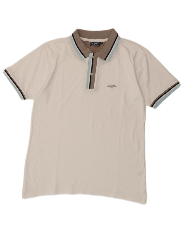 Camisa polo masculina Lotto de algodão branco médio